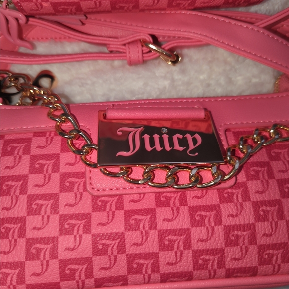 Juicy Couture Pink Crossbody Baguette Bag W/ Wallet Gold Chain Cute Y2K NWT - Picture 8 of 15